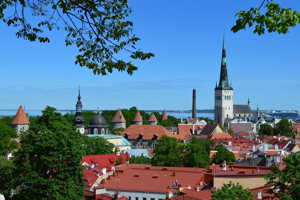 Tallinn Old Town rooftops and spires seen from Toompea viewpoint